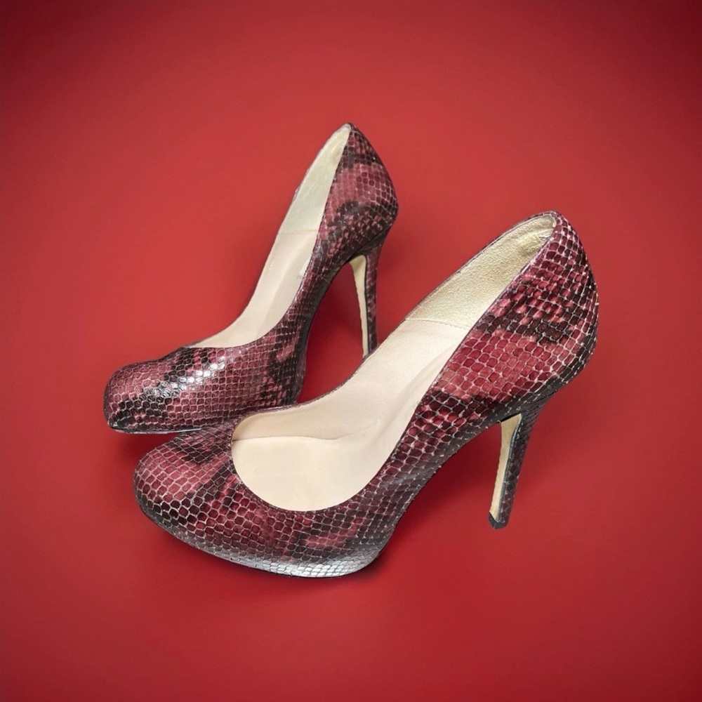 LK Bennett Red Snakeskin Heels